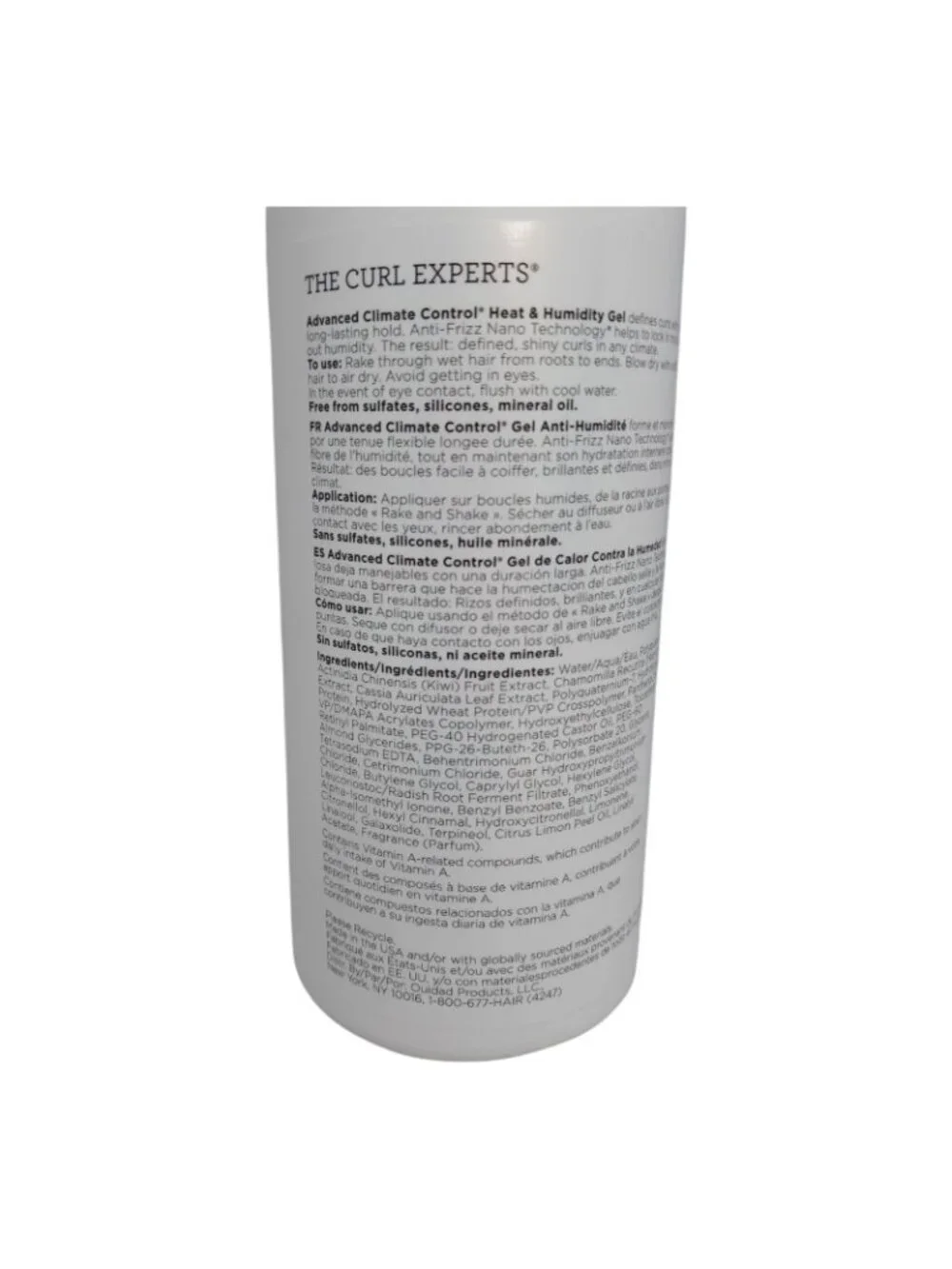 Ouidad Advanced Climate Control Heat Humidity Gel 33.8oz SiliconeFree Anti-Frizz